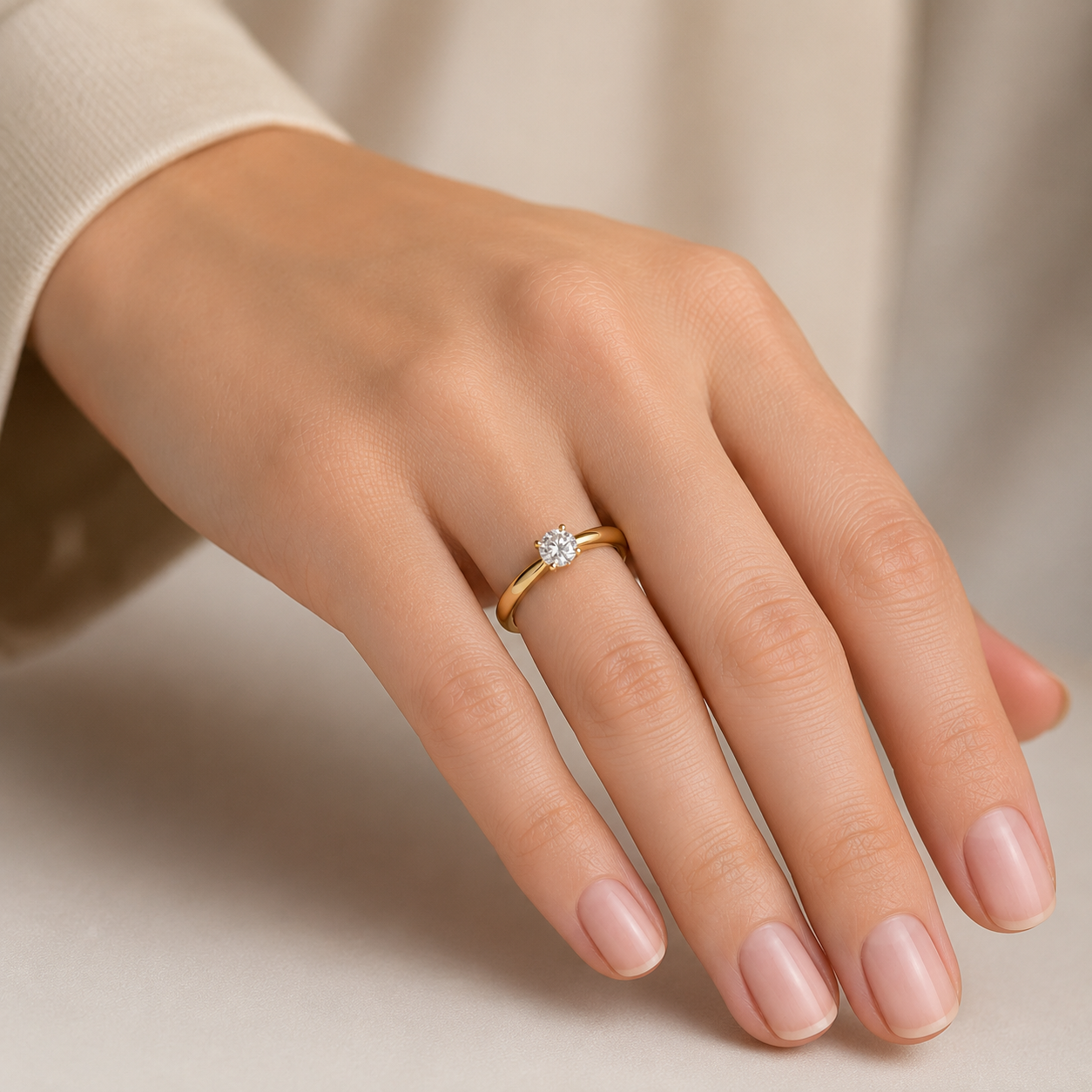 Zásnubný prsteň AZI s Lab-grown diamantom ROUND BRILIANT, žlté zlato, 14KT – Obrázok 2