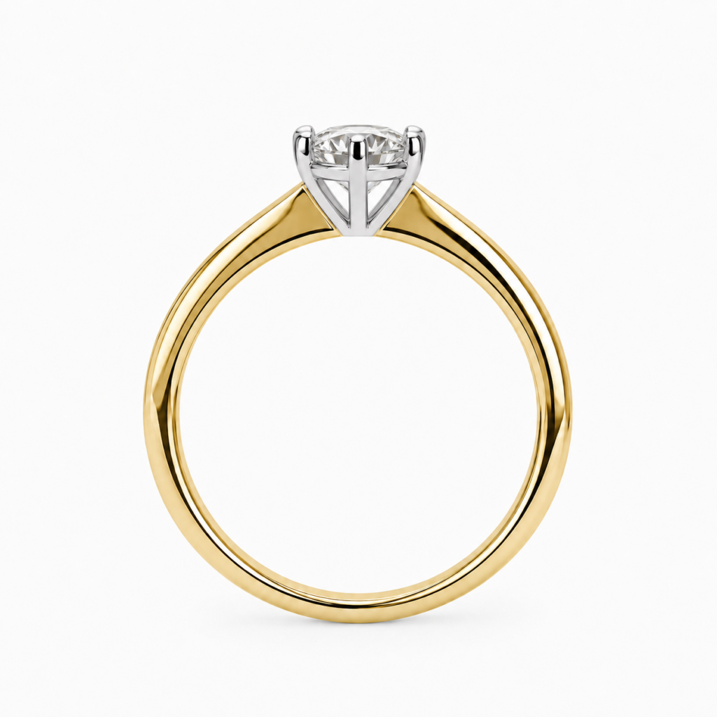 Zásnubný prsteň AZI  s Lab-grown diamantom  ROUND BRILIANT, žlté zlato, 14KT