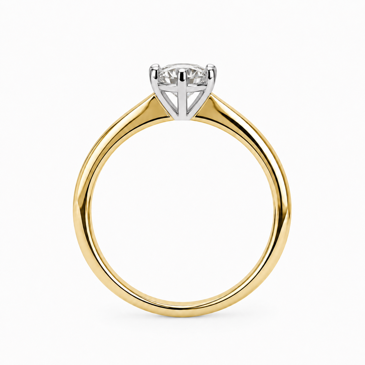Zásnubný prsteň AZI s Lab-grown diamantom ROUND BRILIANT, žlté zlato, 14KT