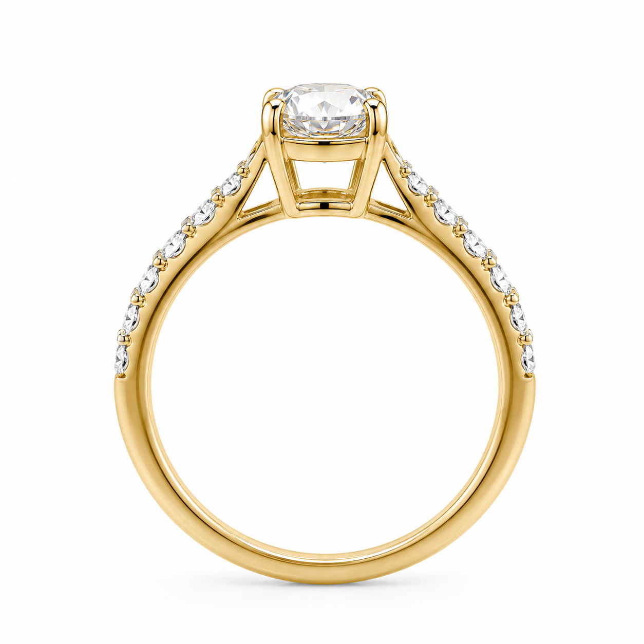 Zásnubný prsteň TEA s Lab-grown diamantom OVAL, žlté zlato, 14KT – Obrázok 2