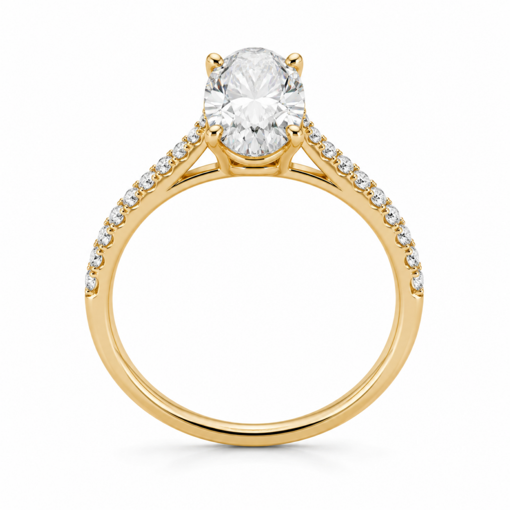 Zásnubný prsteň TEA s Lab-grown diamantom OVAL, žlté zlato, 14KT