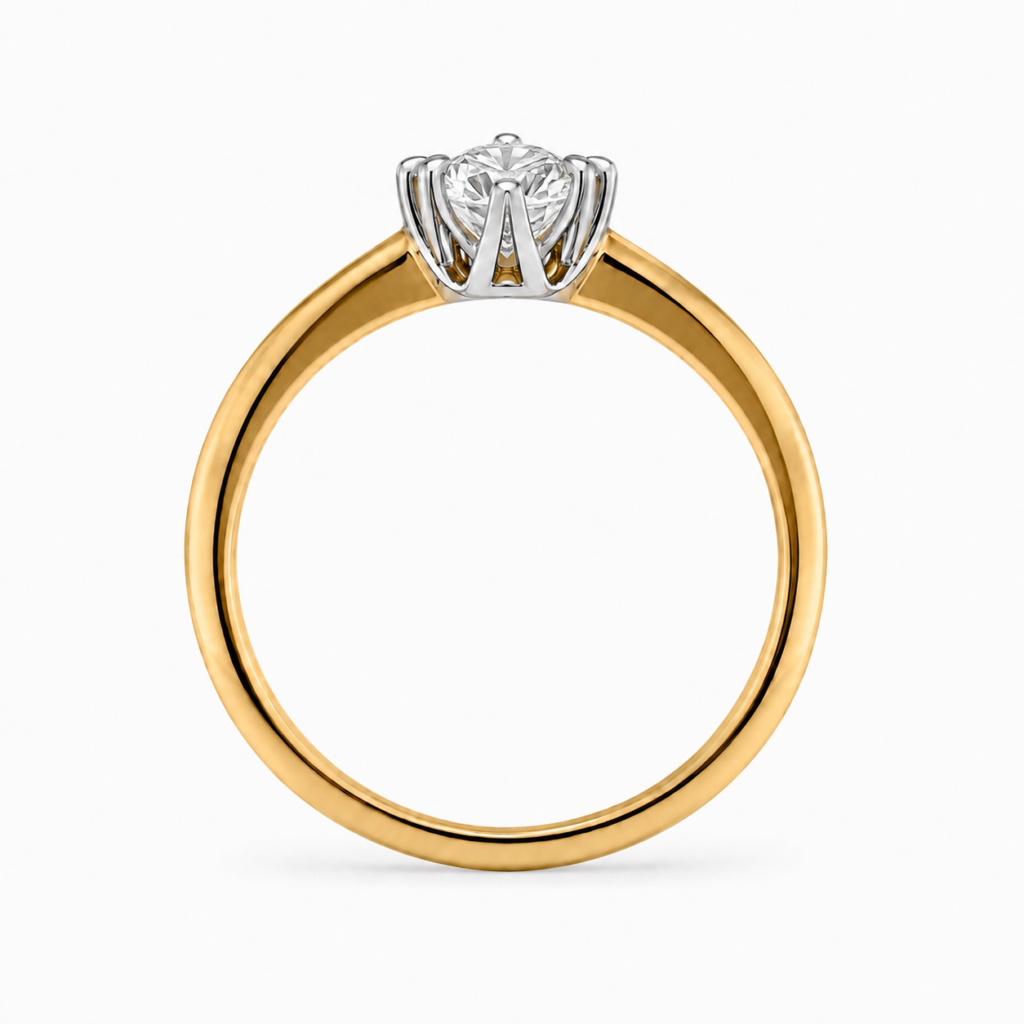 Zásnubný prsteň MEI  s Lab-grown diamantom  ROUND BRILIANT, žlté zlato, 14KT