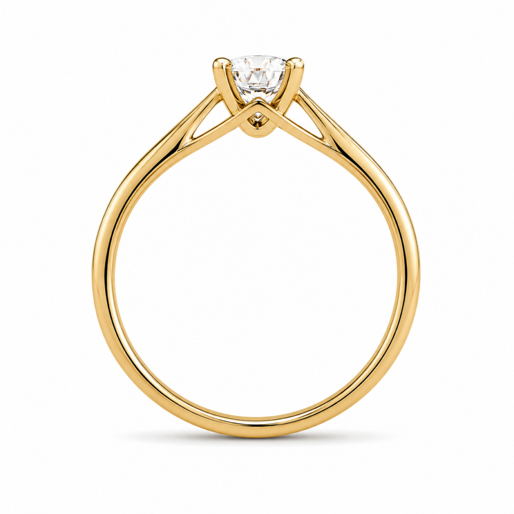 Zásnubný prsteň EMA s Lab-grown diamantom ROUND BRILIANT, žlté zlato, 14KT