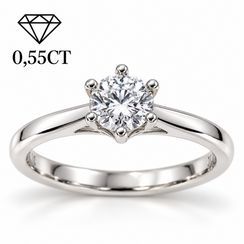 Zásnubný prsteň ZIA s Lab-grown diamantom  ROUND BRILIANT, biele zlato, 14KT
