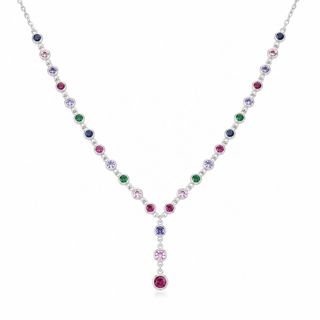 Strieborný náhrdelník MULTI STONES