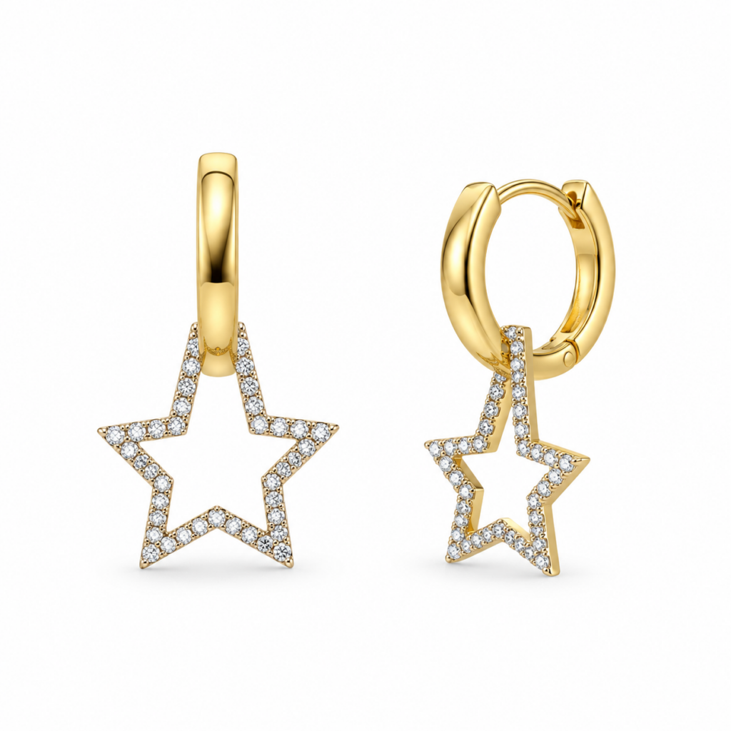 Pozlátené strieborné náušnice BIG STAR